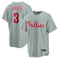 Kooe P.Phillies #3 Bryce Harper Player Gray Home Game Stitched Jerseys
