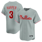 Kooe P.Phillies #3 Bryce Harper Player Gray Home Limited Stitched Jerseys