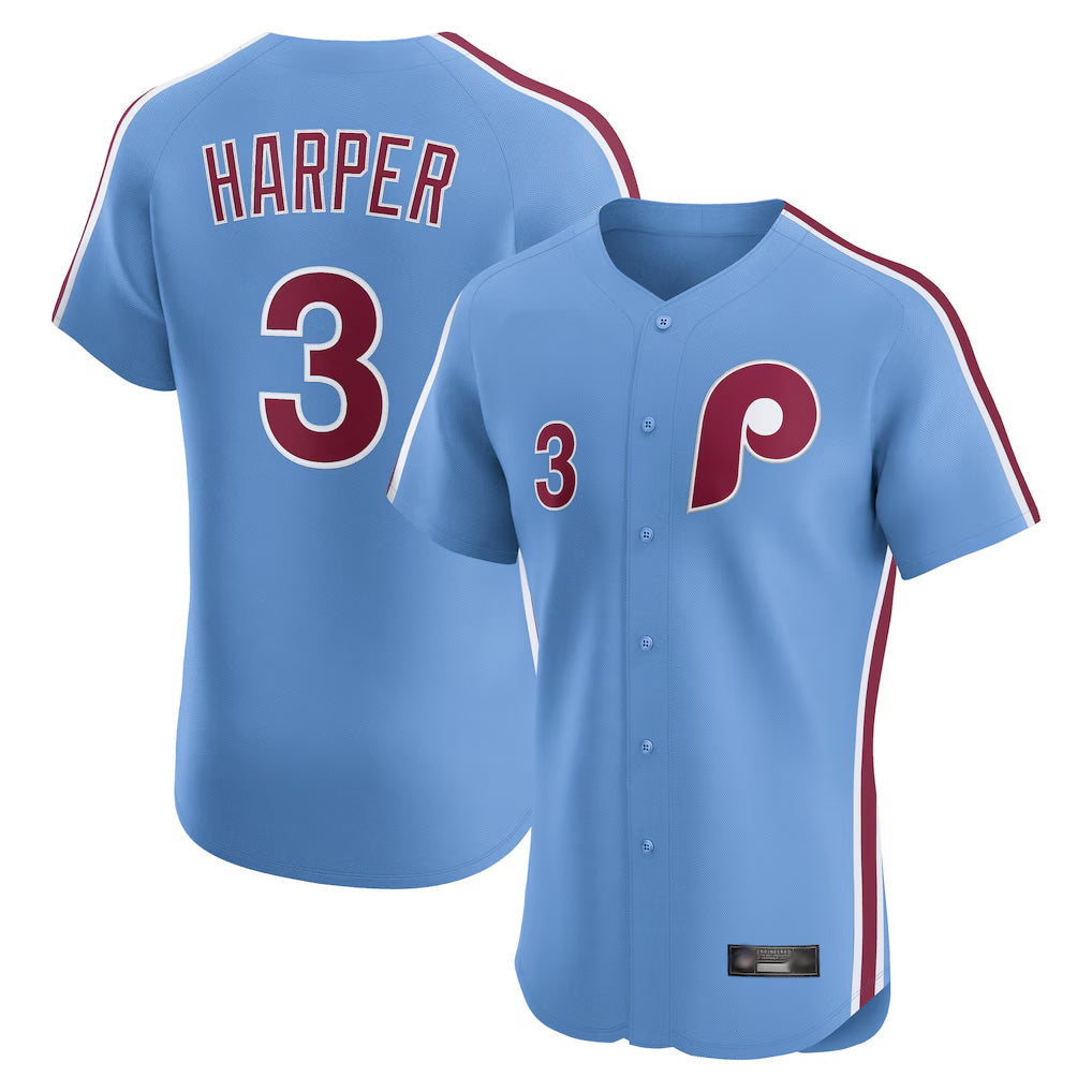 Kooe P.Phillies #3 Bryce Harper Player Light Blue Home Limited Elite Stitched Jerseys