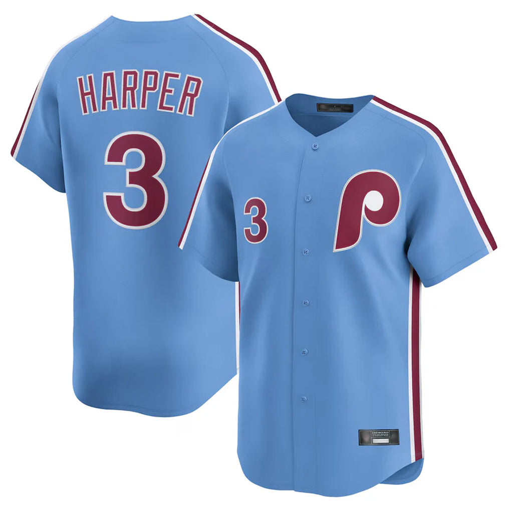Kooe P.Phillies #3 Bryce Harper Player Light Blue Home Limited Stitched Jerseys