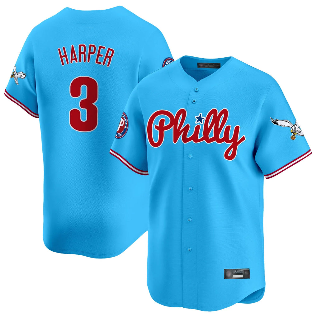 Kooe P.Phillies #3 Bryce Harper Player Light Blue Phillies & Eagles Vapor Premier Limited Stitched Jerseys