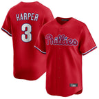 Kooe P.Phillies #3 Bryce Harper Player Red Home Limited Stitched Jerseys
