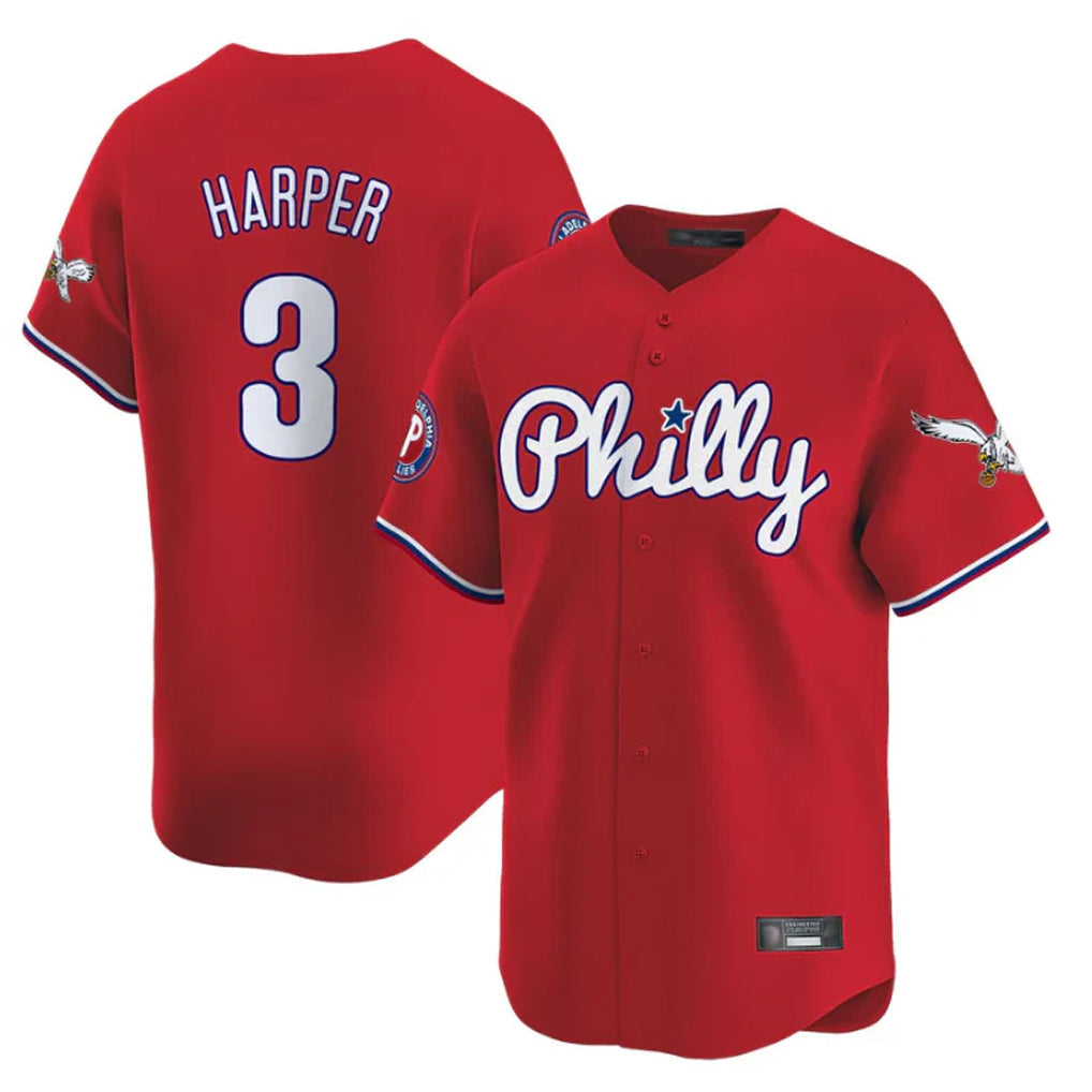 Kooe P.Phillies #3 Bryce Harper Player Red Phillies & Eagles Vapor Premier Limited Stitched Jerseys