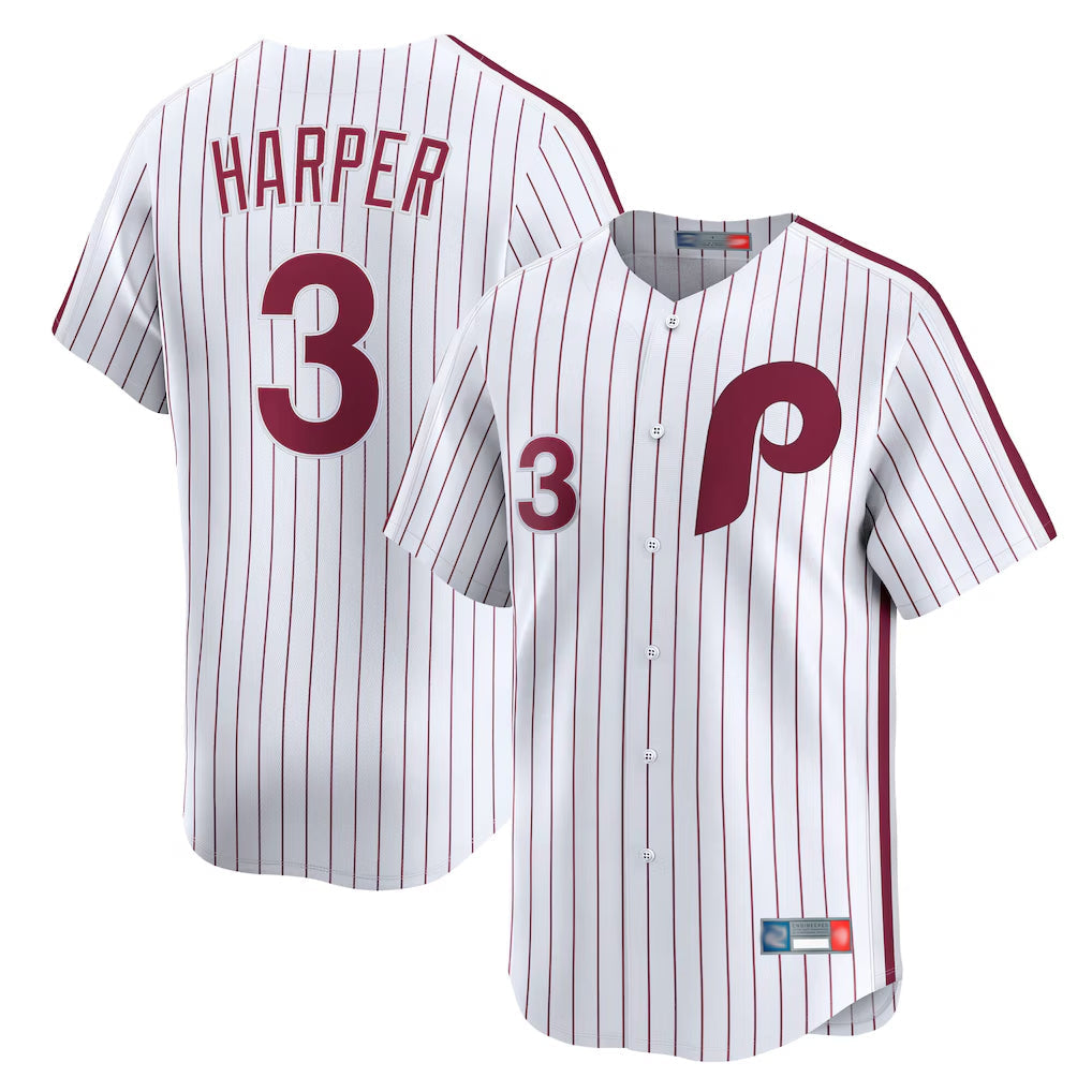 Kooe P.Phillies #3 Bryce Harper Player White Cooperstown Collection Limited Home Stitched Jerseys