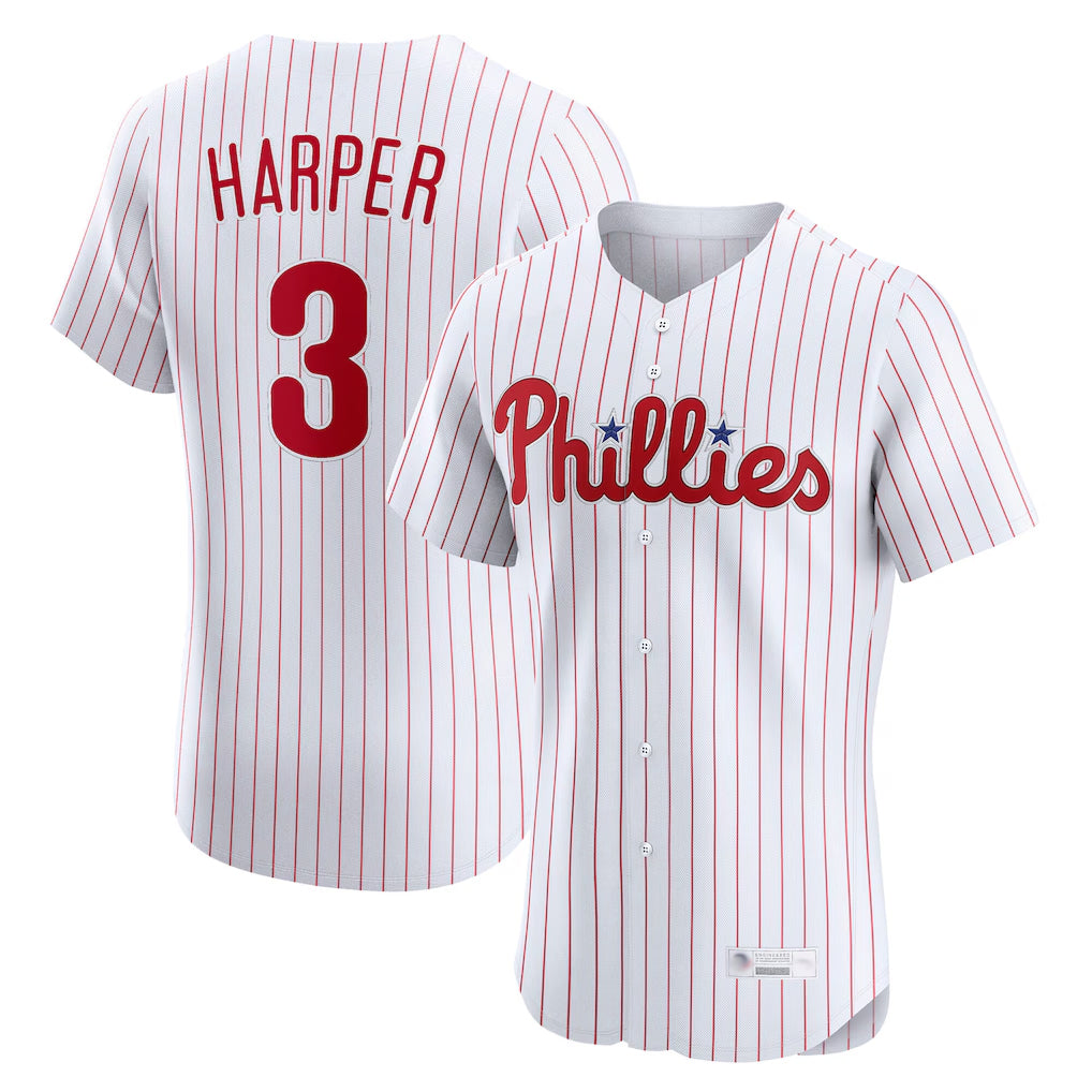 Kooe P.Phillies #3 Bryce Harper Player White Home Limited Elite Stitched Jerseys