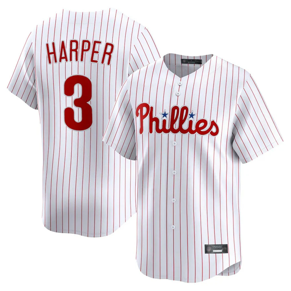 Kooe P.Phillies #3 Bryce Harper Player White Home Limited Stitched Jerseys