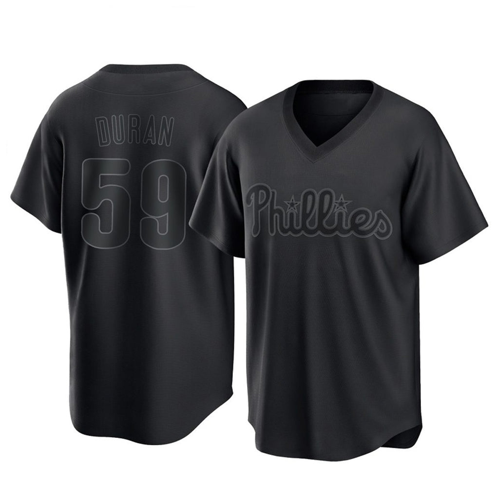 Kooe P.Phillies #59 Jhoan Duran Player Black Pitch Fashion Limited T-shirt Stitched Jerseys