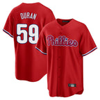 Kooe P.Phillies #59 Jhoan Duran Player Red Home Game Stitched Jerseys
