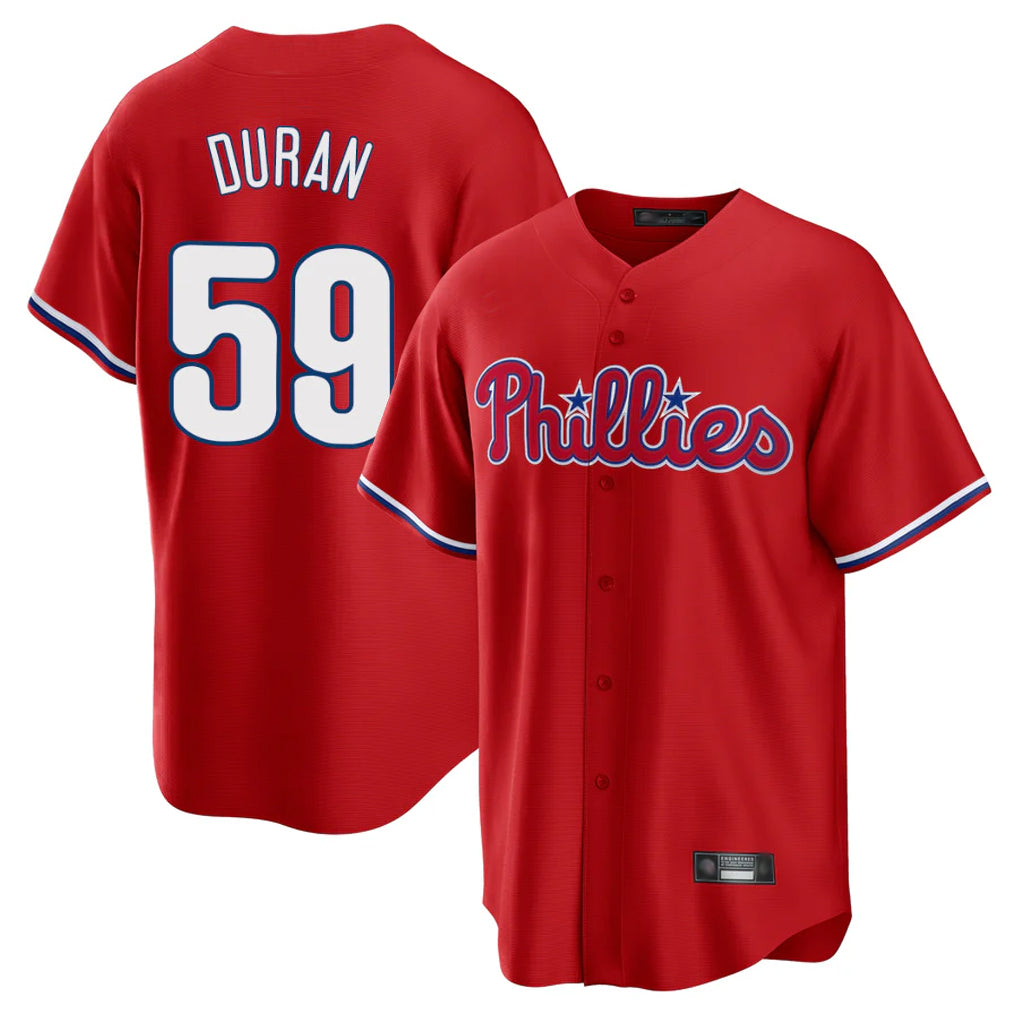 Kooe P.Phillies #59 Jhoan Duran Player Red Home Game Stitched Jerseys