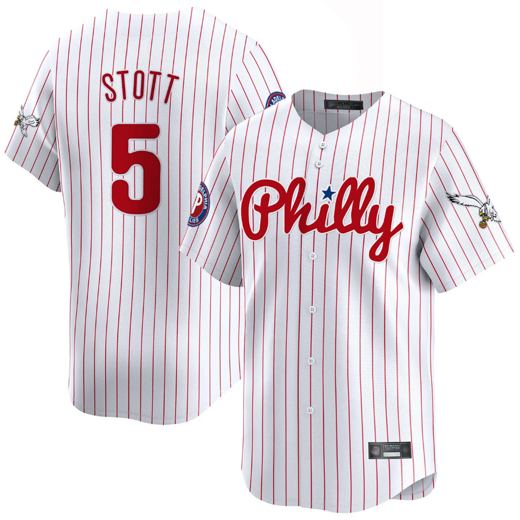 Kooe P.Phillies #5 Bryson Stott Player White Pinstripe Phillies & Eagles Vapor Premier Limited Stitched Jerseys