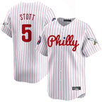 Kooe P.Phillies #5 Bryson Stott Player White Pinstripe Phillies & Eagles Vapor Premier Limited Stitched Jerseys