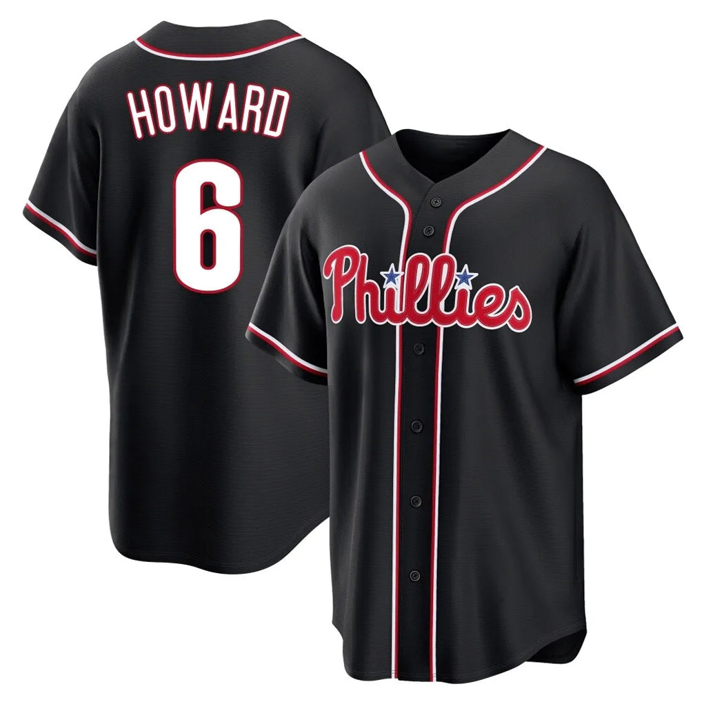 Kooe P.Phillies #6 Ryan Howard Player Black Fashion Out Home Game Stitched Jerseys
