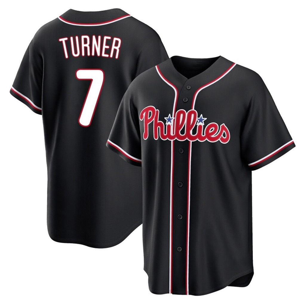 Kooe P.Phillies #7 Trea Turner Player Black Fashion Out Home Game Stitched Jerseys