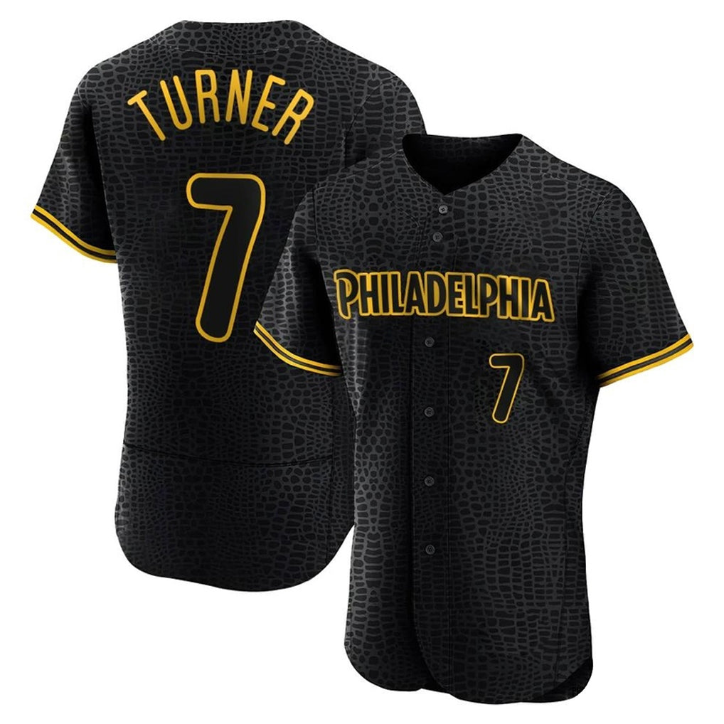 Kooe P.Phillies #7 Trea Turner Player Black Snake Skin City Home Limited Elite Stitched Jerseys