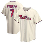 Kooe P.Phillies #7 Trea Turner Player Cream Home Game Stitched Jerseys