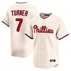 Kooe P.Phillies #7 Trea Turner Player Cream Home Limited Stitched Jerseys