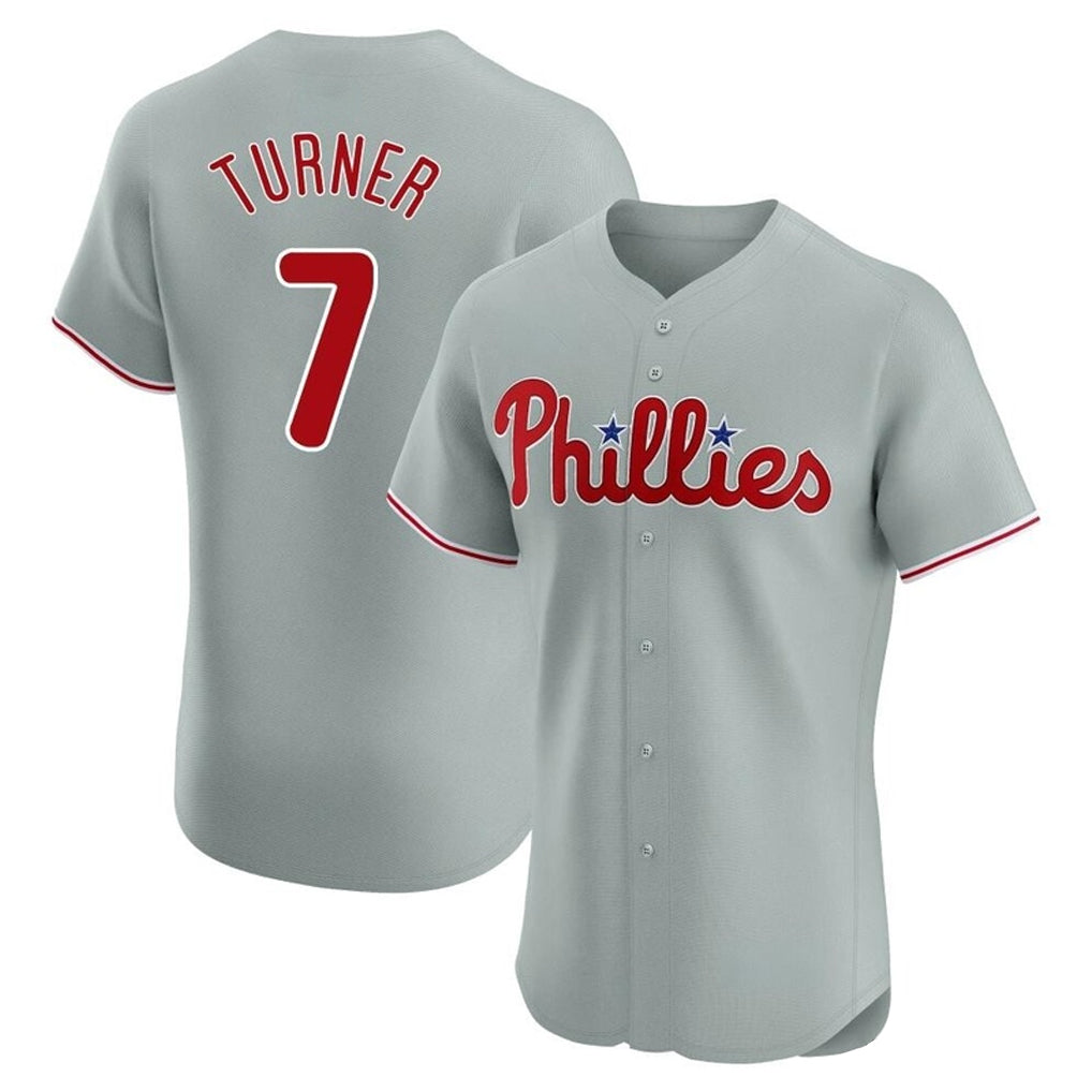 Kooe P.Phillies #7 Trea Turner Player Gray Home Limited Elite Stitched Jerseys