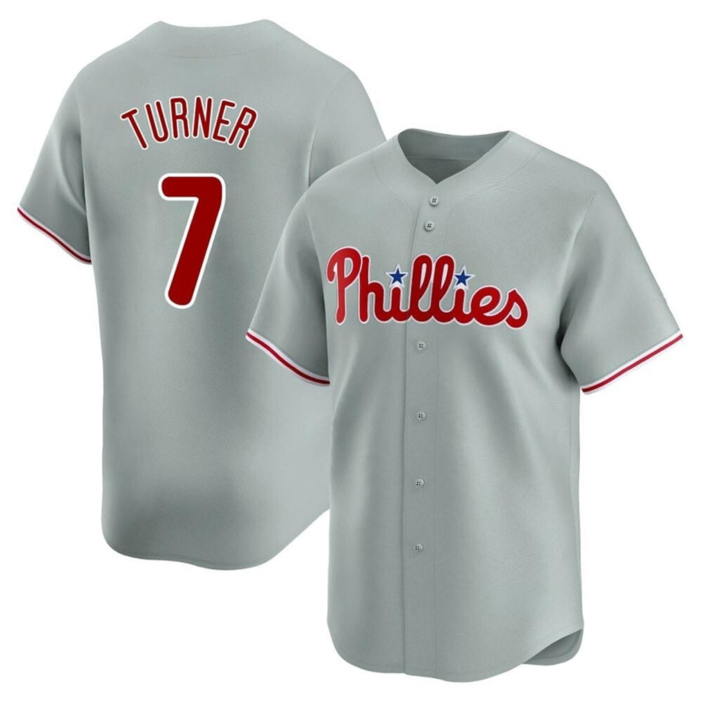 Kooe P.Phillies #7 Trea Turner Player Gray Home Limited Stitched Jerseys