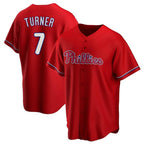 Kooe P.Phillies #7 Trea Turner Player Red Home Game Stitched Jerseys