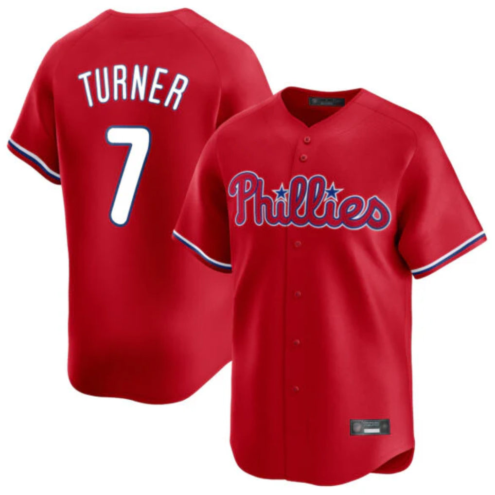 Kooe P.Phillies #7 Trea Turner Player Red Home Limited Stitched Jerseys