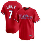 Kooe P.Phillies #7 Trea Turner Player Red Home Limited Stitched Jerseys