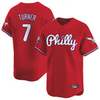 Kooe P.Phillies #7 Trea Turner Player Red Phillies & Eagles Vapor Premier Limited Stitched Jerseys