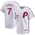 Kooe P.Phillies #7 Trea Turner Player White Cooperstown Collection Limited Home Stitched Jerseys