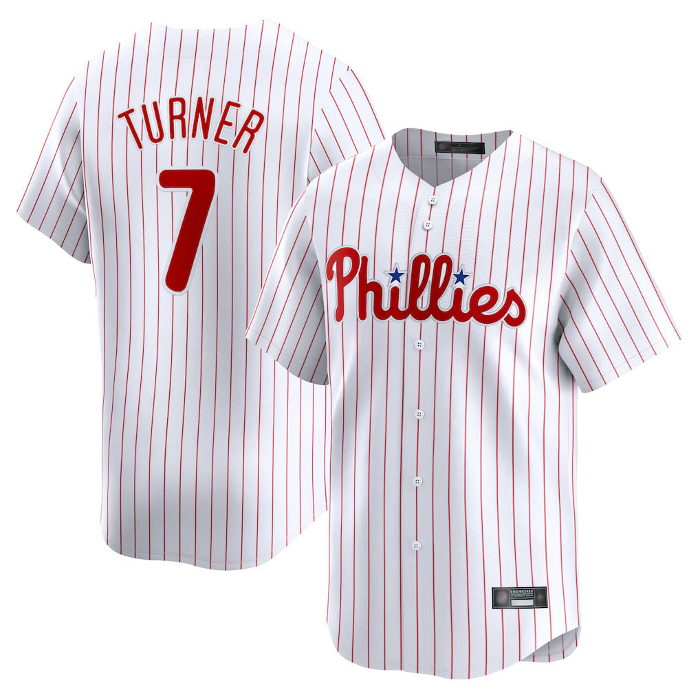 Kooe P.Phillies #7 Trea Turner Player White Home Limited Stitched Jerseys