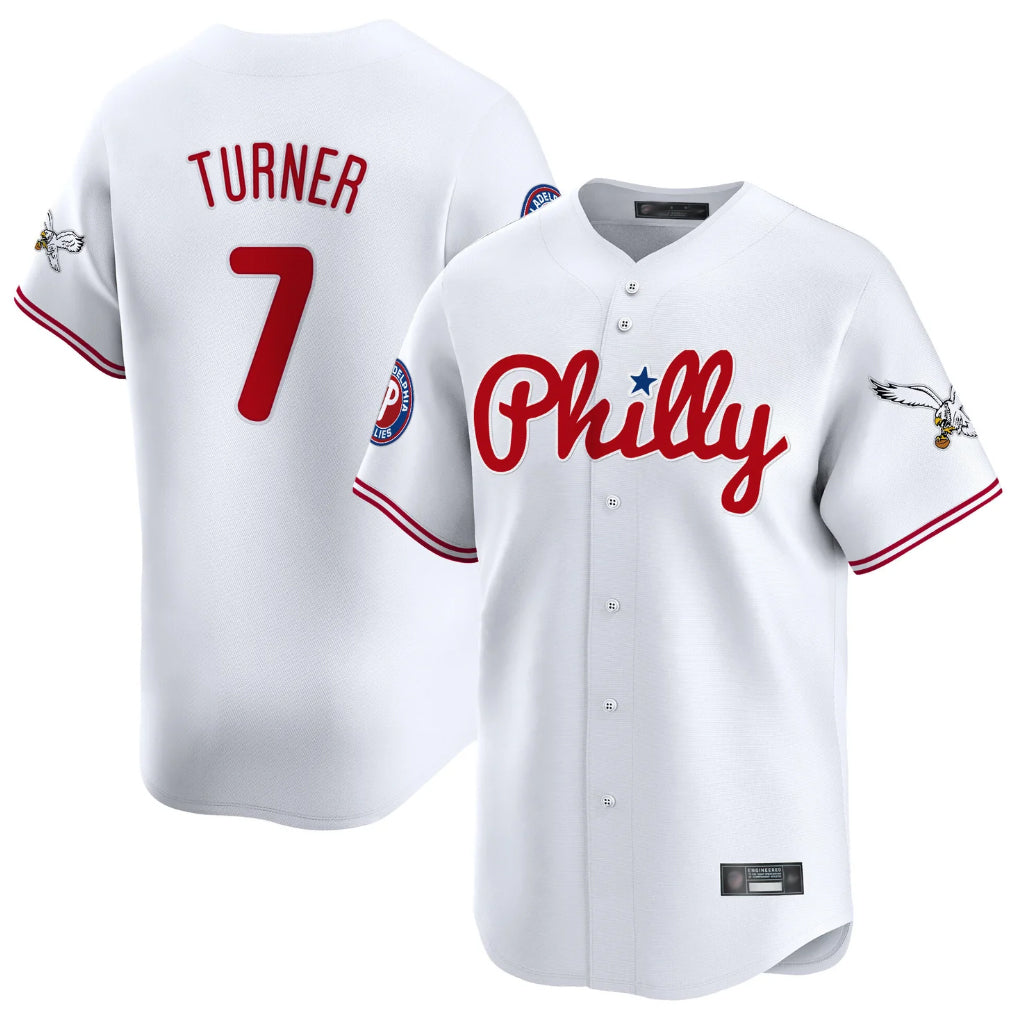 Kooe P.Phillies #7 Trea Turner Player White Phillies & Eagles Vapor Premier Limited Stitched Jerseys