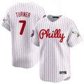 Kooe P.Phillies #7 Trea Turner Player White Pinstripe Phillies & Eagles Vapor Premier Limited Stitched Jerseys