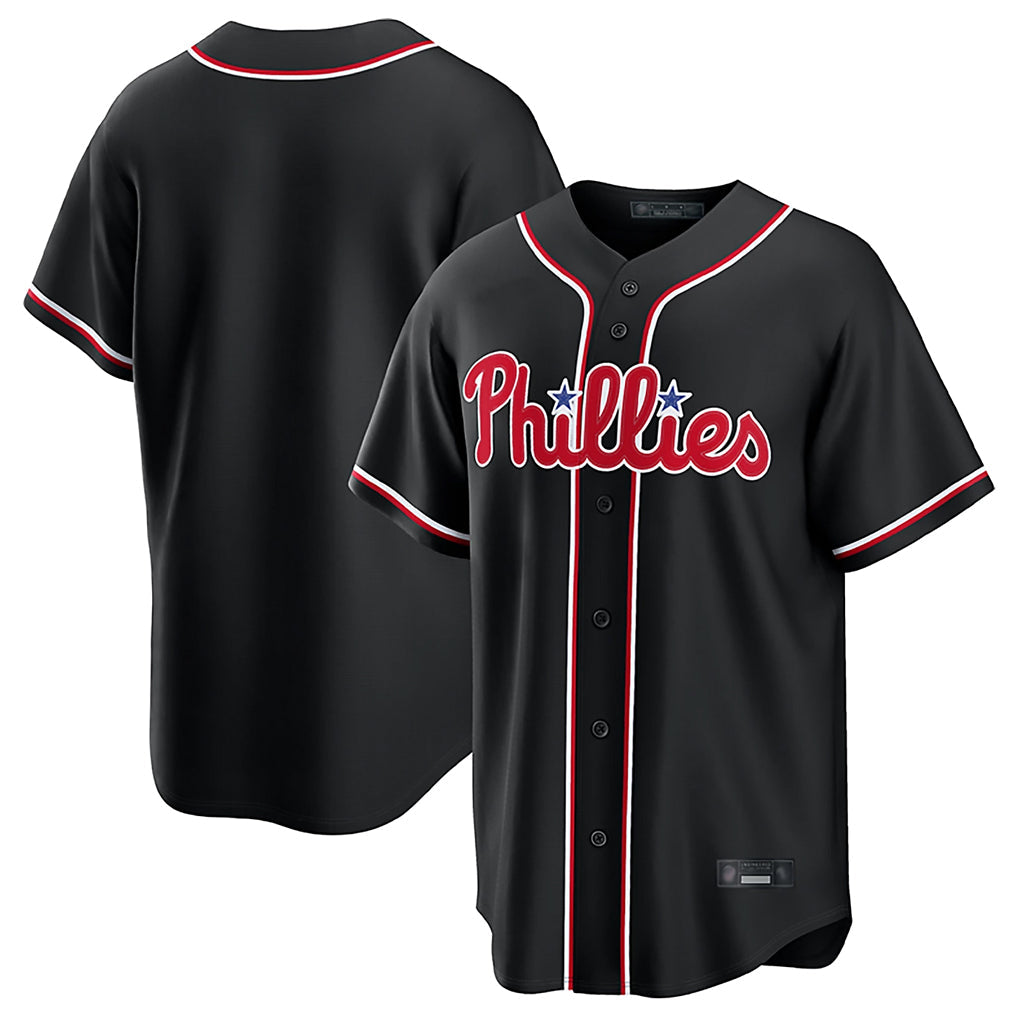 Kooe P.Phillies Blank Player Black Fashion Out Home Game Stitched Jerseys