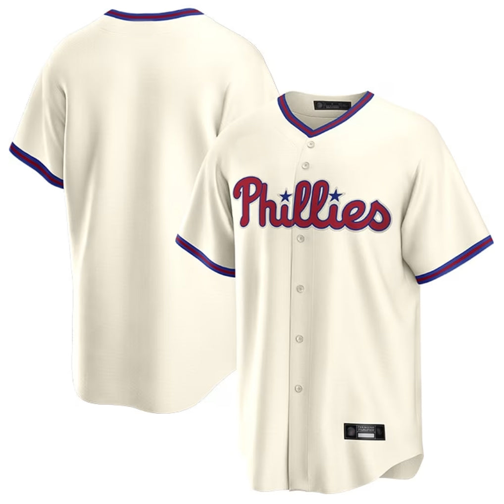 Kooe P.Phillies Blank Player Cream Home Game Stitched Jerseys