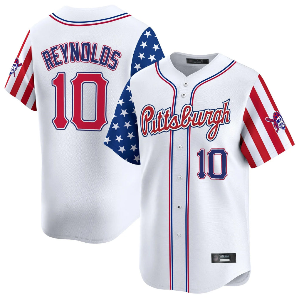 Kooe P.Pirates #10 Bryan Reynolds Player White 2025 Independence Day Vapor Premier Limited Stitched Jerseys