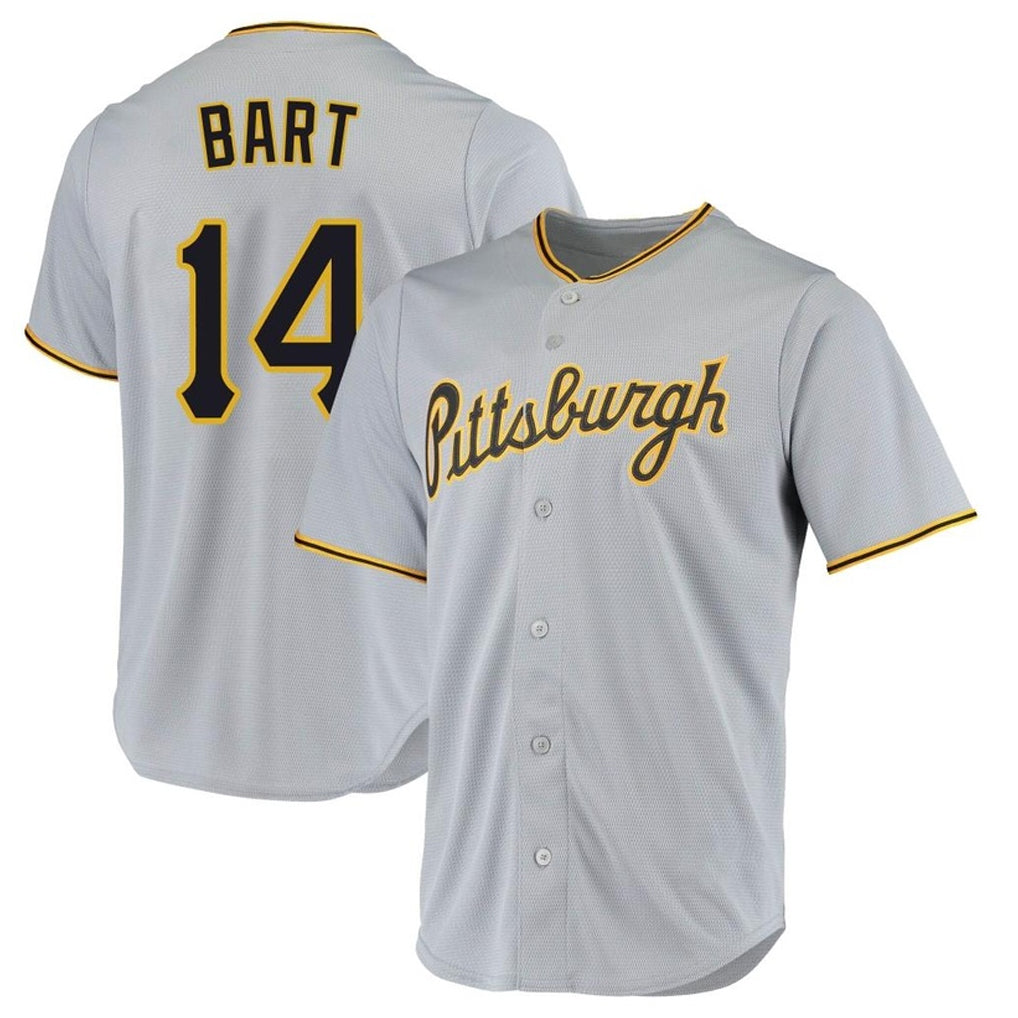 Kooe P.Pirates #14 Joey Bart Player Gray Road Home Game Stitched Jerseys