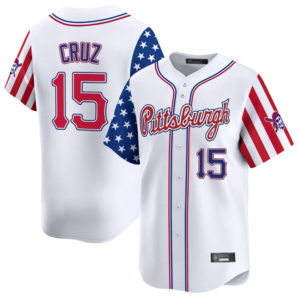 Kooe P.Pirates #15 Oneil Cruz Player White 2025 Independence Day Vapor Premier Limited Stitched Jerseys