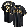 Kooe P.Pirates #21 Roberto Clemente Player Black Fashion Out Home Game Stitched Jerseys
