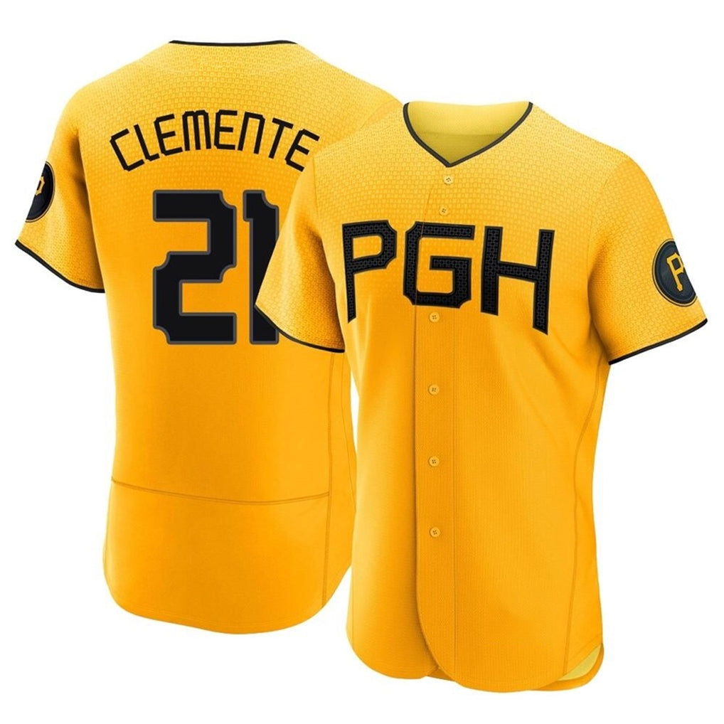 Kooe P.Pirates #21 Roberto Clemente Player Gold City Connect Home Limited Elite Stitched Jerseys