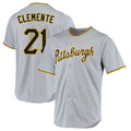 Kooe P.Pirates #21 Roberto Clemente Player Gray Road Home Game Stitched Jerseys