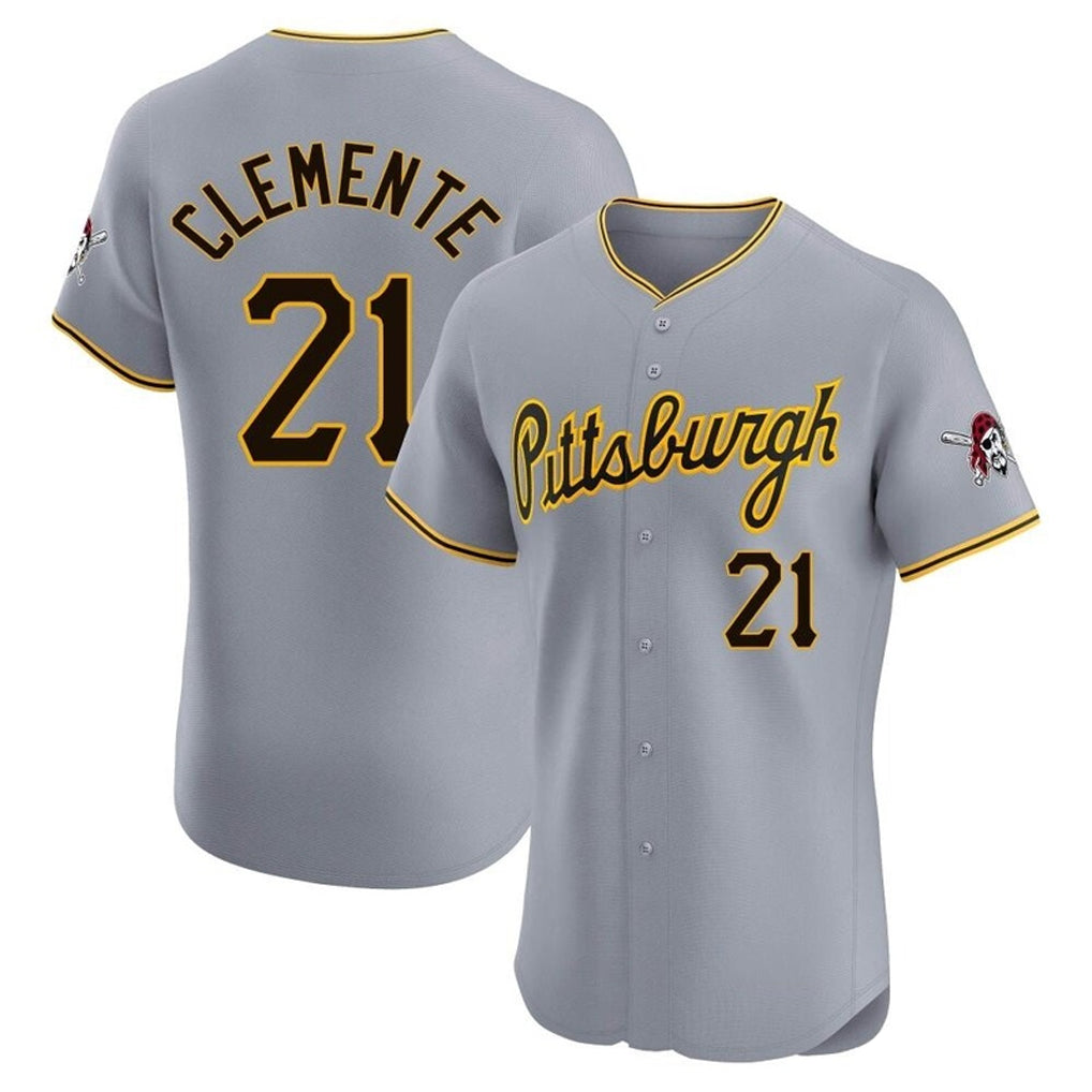 Kooe P.Pirates #21 Roberto Clemente Player Gray Road Home Limited Elite Stitched Jerseys