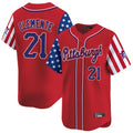 Kooe P.Pirates #21 Roberto Clemente Player Red 2025 Independence Day Vapor Premier Limited Stitched Jerseys