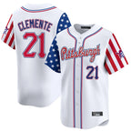 Kooe P.Pirates #21 Roberto Clemente Player White 2025 Independence Day Vapor Premier Limited Stitched Jerseys