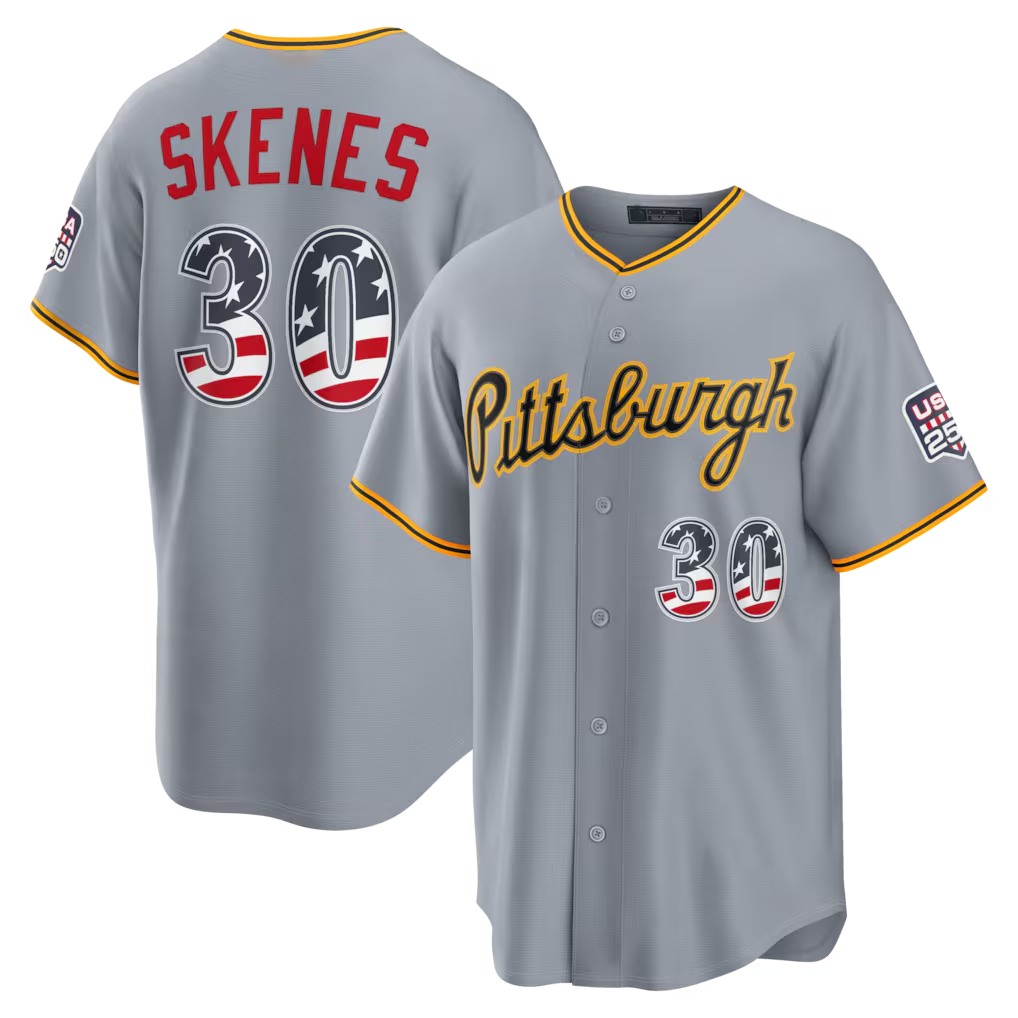 Kooe P.Pirates #30 Paul Skenes Gray USA 250 Fourth of July Road Stadium Jersey