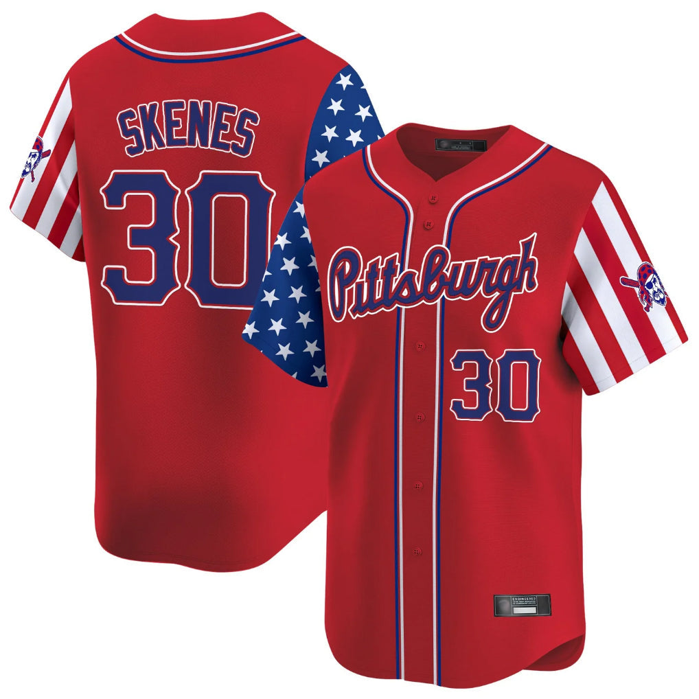 Kooe P.Pirates #30 Paul Skenes Player Red 2025 Independence Day Vapor Premier Limited Stitched Jerseys