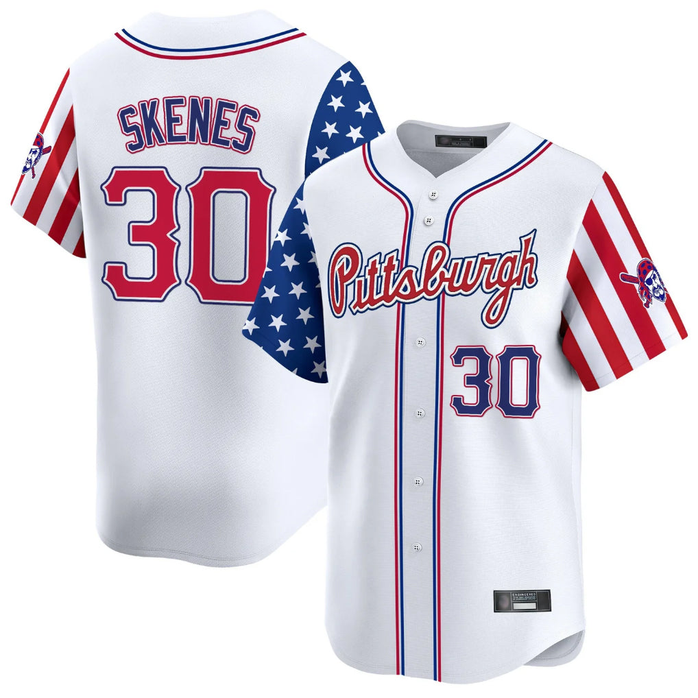 Kooe P.Pirates #30 Paul Skenes Player White 2025 Independence Day Vapor Premier Limited Stitched Jerseys