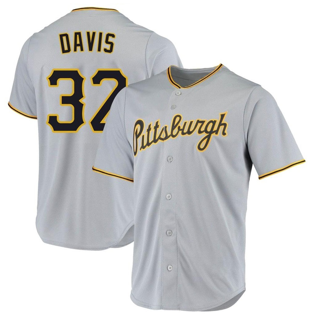 Kooe P.Pirates #32 Henry Davis Player Gray Road Home Game Stitched Jerseys