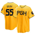 Kooe P.Pirates #55 Jason Delay Player Gold City Connect Home Game Stitched Jerseys