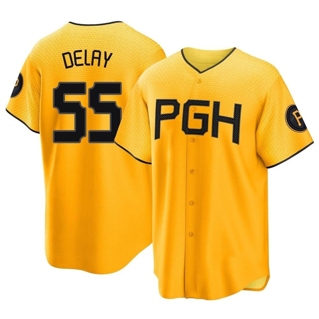 Kooe P.Pirates #55 Jason Delay Player Gold City Connect Home Game Stitched Jerseys