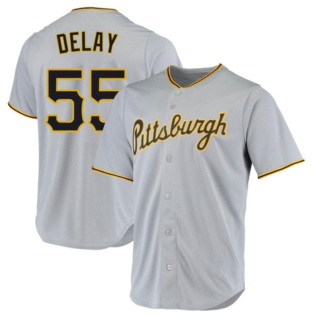 Kooe P.Pirates #55 Jason Delay Player Gray Road Home Game Stitched Jerseys