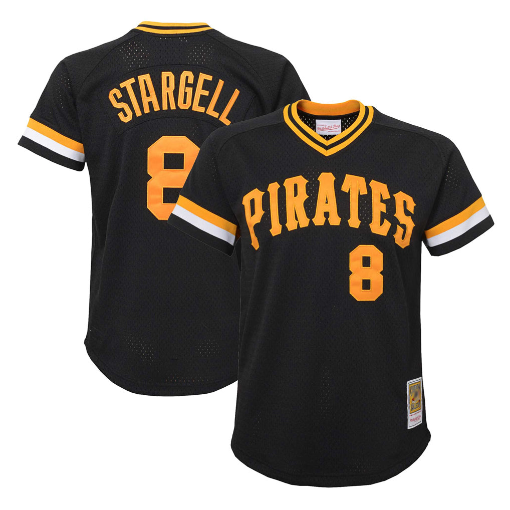 Kooe P.Pirates #8 Willie Stargell Player Black Mitchell & Ness Black Cooperstown Collection Mesh Batting Limited Stitched Jerseys