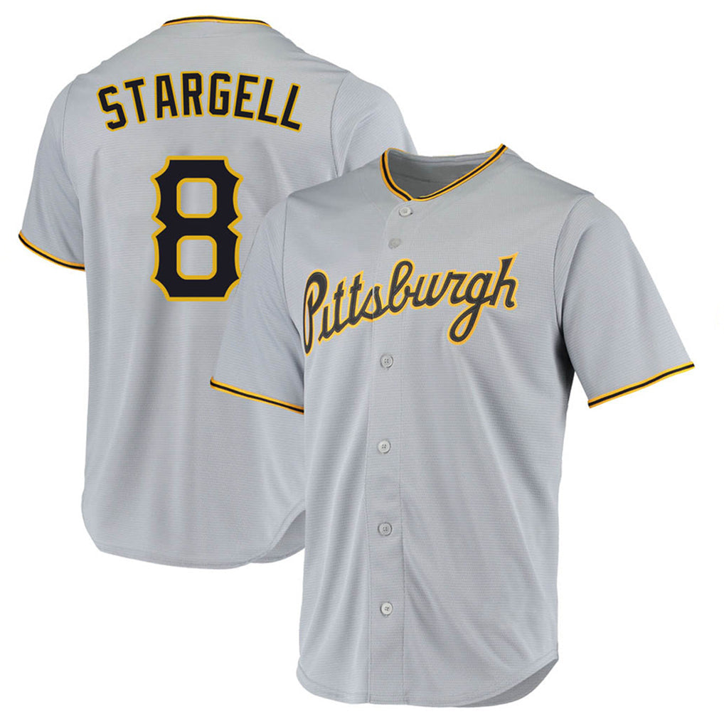 Kooe P.Pirates #8 Willie Stargell Player Gray Road Home Game Stitched Jerseys